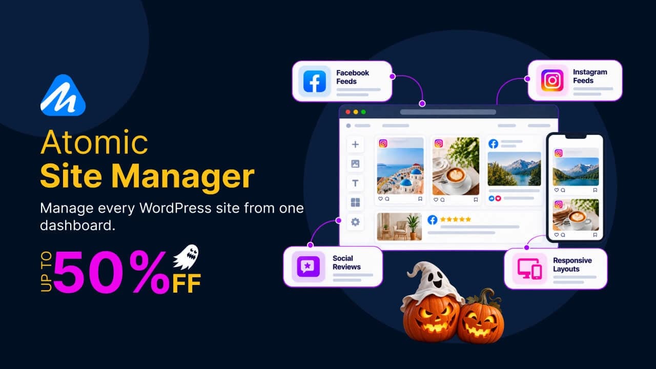 Atomic Site Manager dashboard for managing multiple WordPress sites