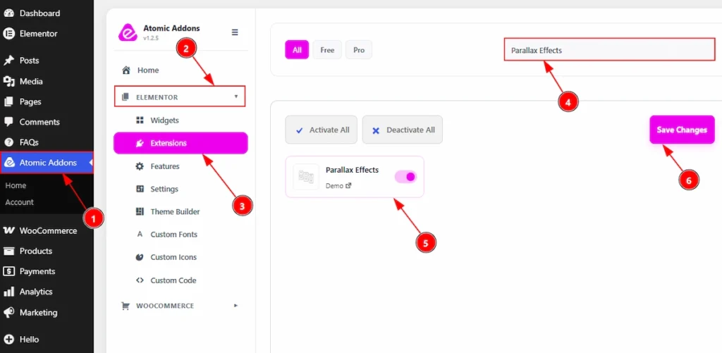 Enabling the Parallax Effects Extension
