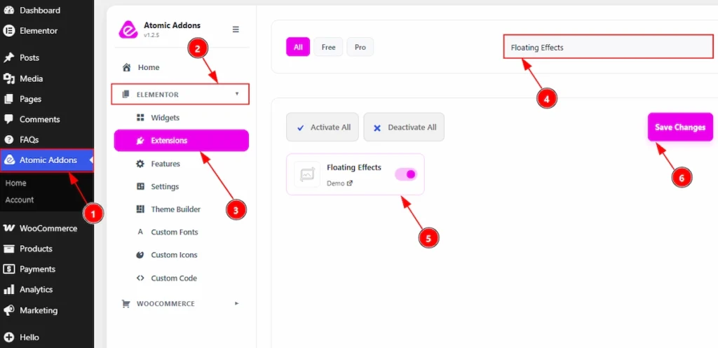 Enabling the Floating Effects Extension