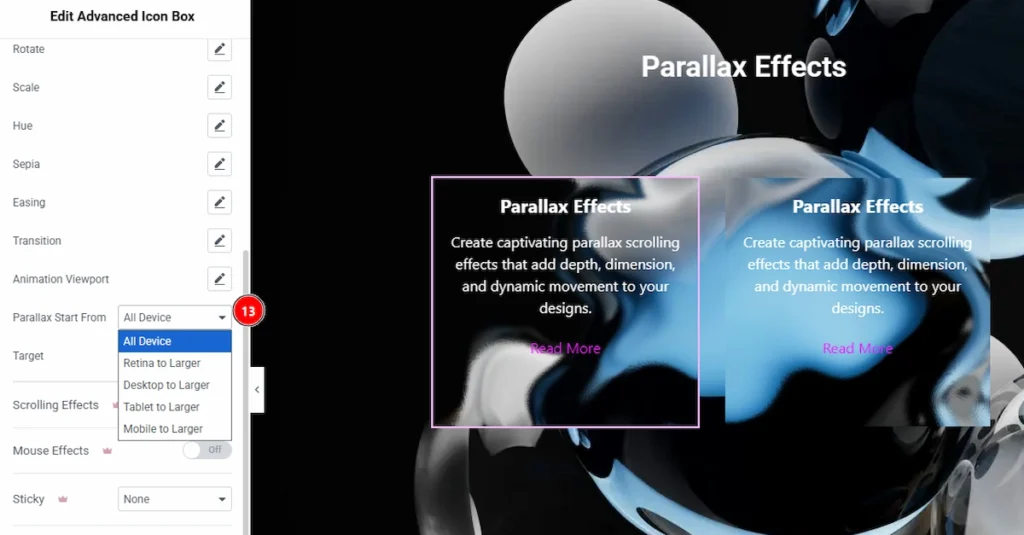 Using the Parallax Effects Extension 10